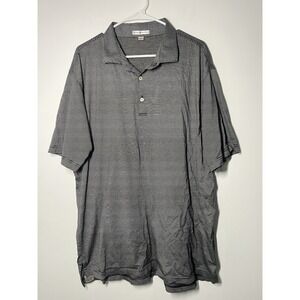 Peter Millar Men's B/W Striped Short Sleeve Collared 3-Button Polo Shirt XXL